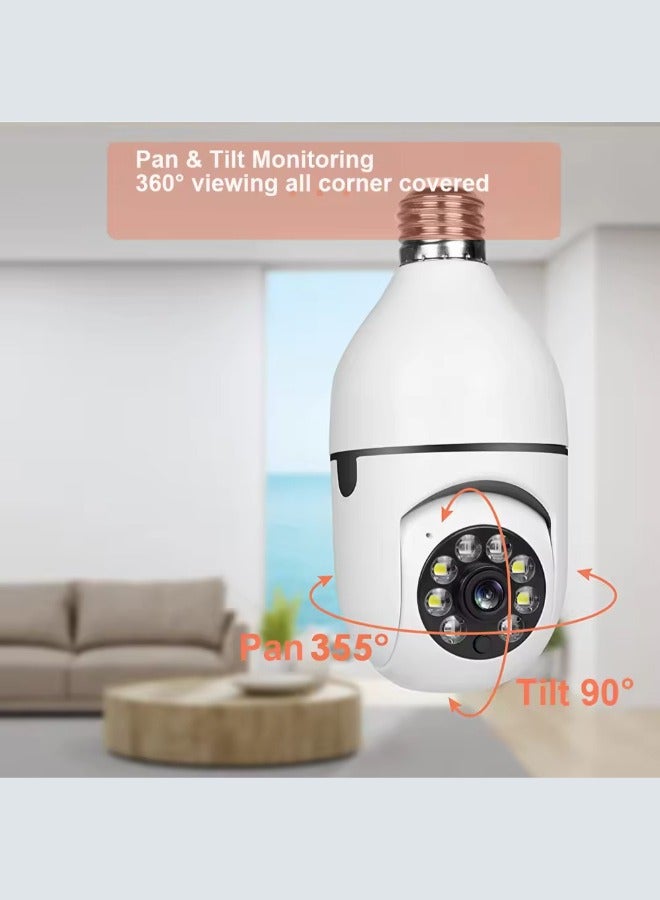 Smart Light Bulb Camera 3MP Full Color Pan Tilt 360 Degree Panoramic Auto Motion Tracking Two Way Audio smart home camera