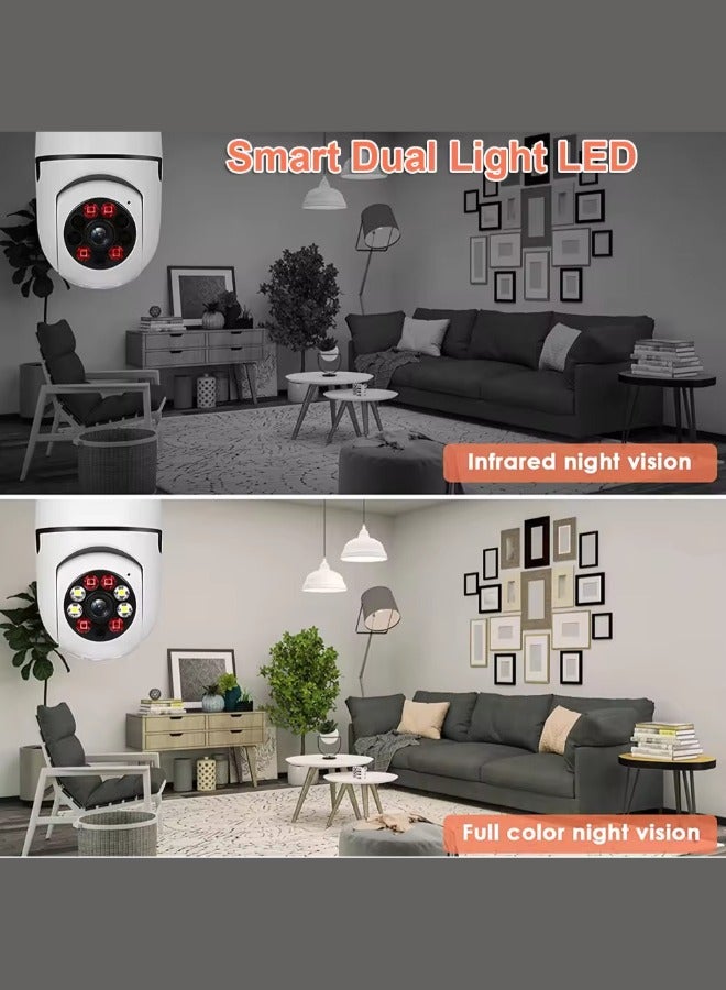 Smart Light Bulb Camera 3MP Full Color Pan Tilt 360 Degree Panoramic Auto Motion Tracking Two Way Audio smart home camera