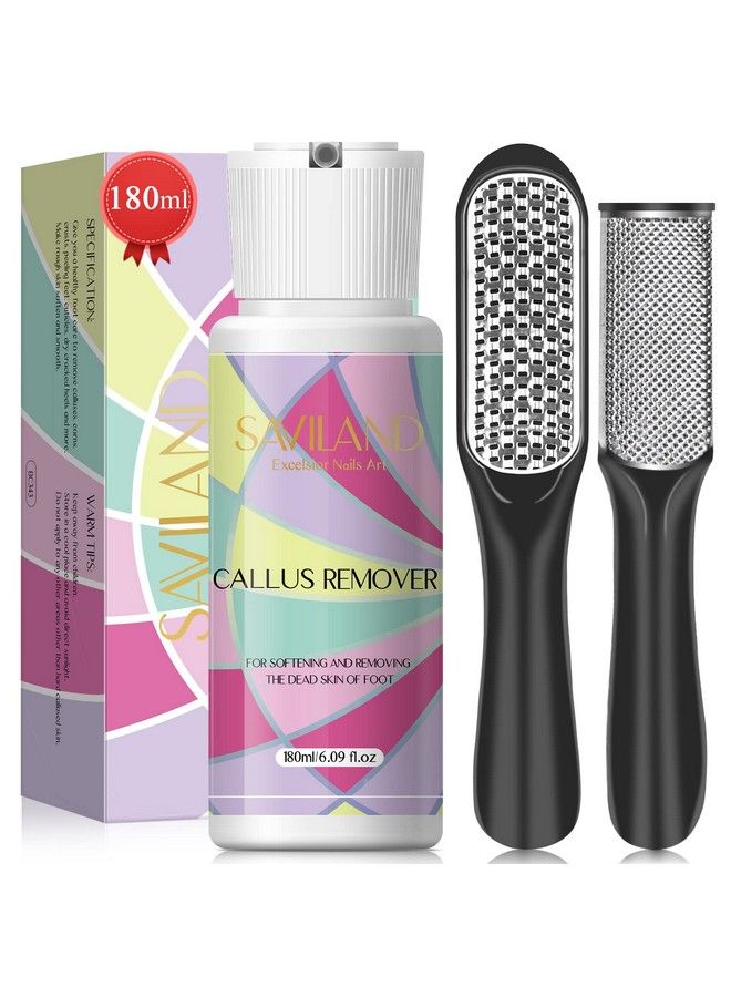 Callus Remover For Feet  180Ml609Oz Callus Remover + 2Pcs Foot Scrubber Foot File Professional Dead Skin Remover For Feet Callus Remover For Feet Pedicure Tools Foot Care Salon Home Use