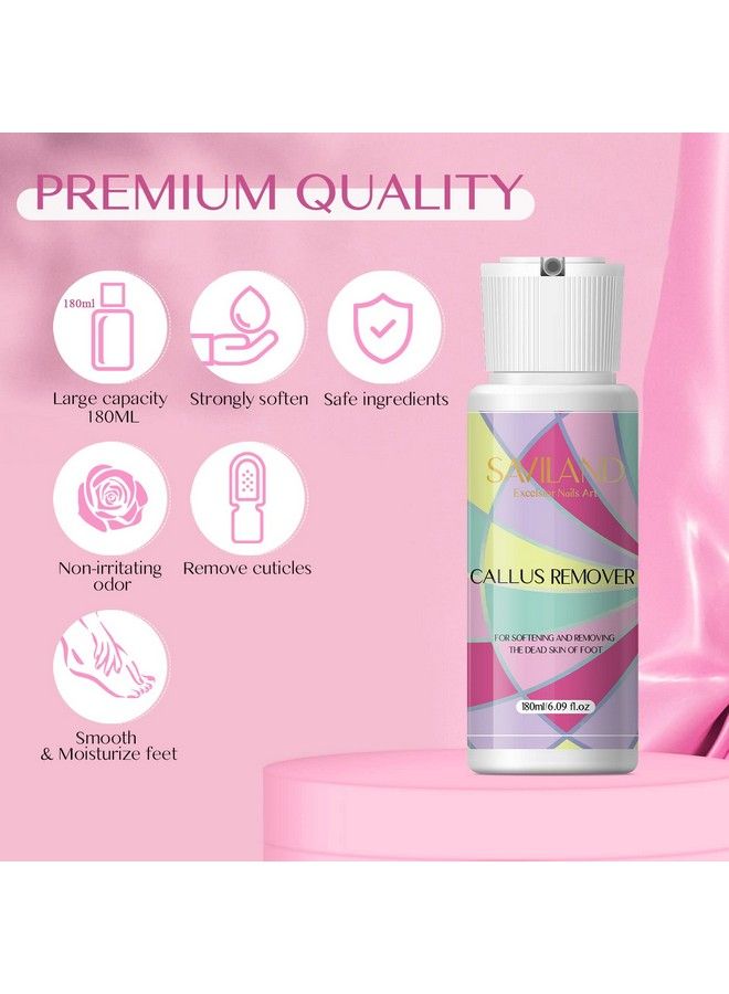 Callus Remover For Feet  180Ml609Oz Callus Remover + 2Pcs Foot Scrubber Foot File Professional Dead Skin Remover For Feet Callus Remover For Feet Pedicure Tools Foot Care Salon Home Use