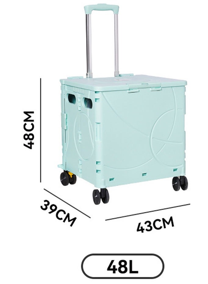 Portable supermarket folding shopping cart household universal wheel express grocery shopping cart load-bearing camping trolley 48L