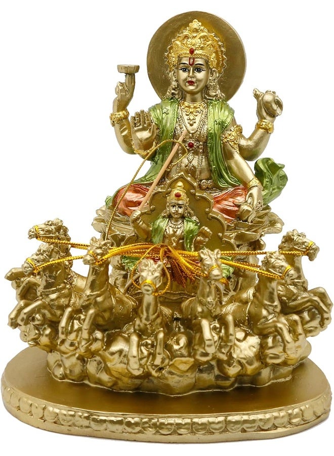 Alikiki Hindu Surya Statue - India Home Temple Mandir Puja Idol Murti Pooja Item - Indian Diwali Holi Item Religious Handicraft Figurine