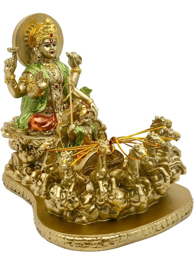 Alikiki Hindu Surya Statue - India Home Temple Mandir Puja Idol Murti Pooja Item - Indian Diwali Holi Item Religious Handicraft Figurine