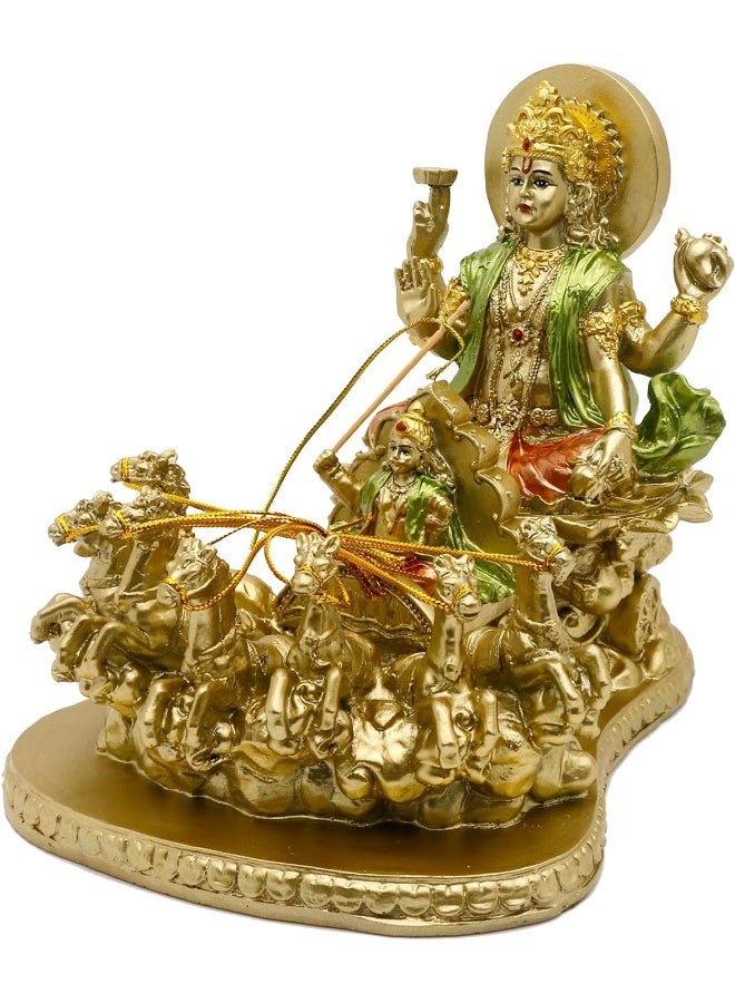 Alikiki Hindu Surya Statue - India Home Temple Mandir Puja Idol Murti Pooja Item - Indian Diwali Holi Item Religious Handicraft Figurine