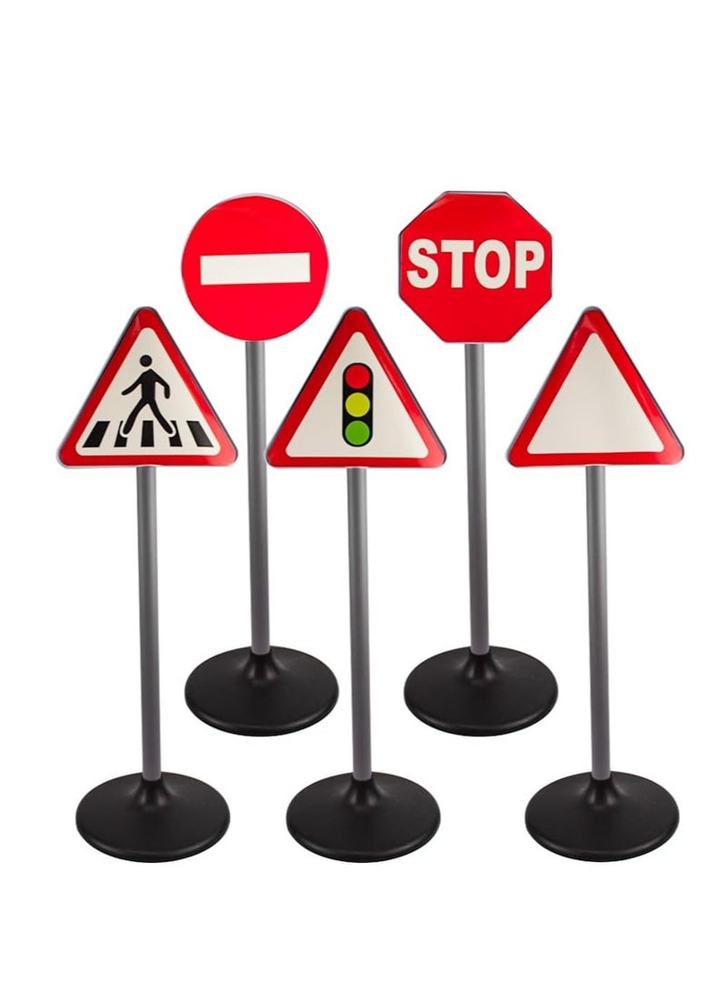 UKR 70 cm Traffic Signs 5 Pc Set Pretend Play Cars Road Playset Boys Kids Learning Signs Toys (5 Pcs Traffic Signs)