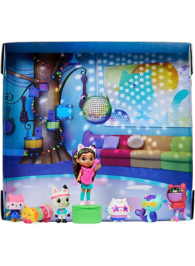 Gabby's Dollhouse, Dance Party Theme Figure Set with a Gabby Doll, 6 Cat Toy Figures and Accessory Kids Toys for Ages 3 and up!