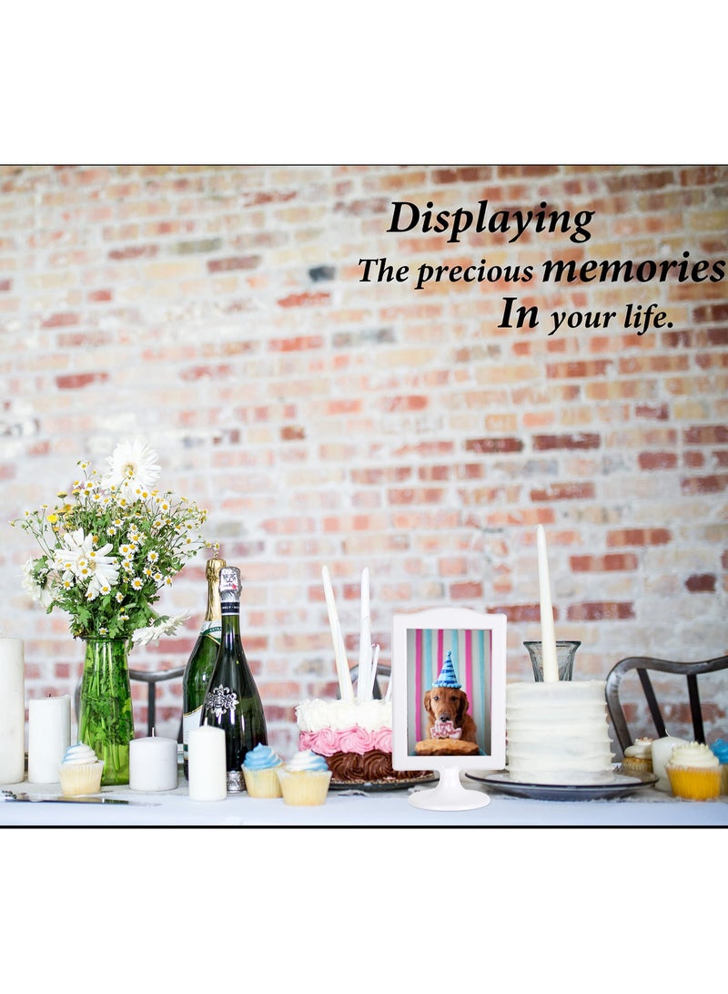 【DOUBLE SIDED DISPLAY】This standing picture frame set is made with two clear panels window In between you can easily insert your 4x6 inch pictures High transparency window displays and protects on both sides with great clear visibility Easy to rep