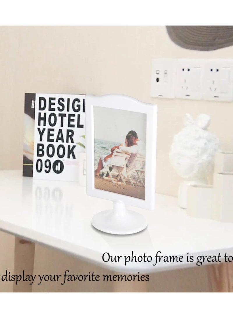 【DOUBLE SIDED DISPLAY】This standing picture frame set is made with two clear panels window In between you can easily insert your 4x6 inch pictures High transparency window displays and protects on both sides with great clear visibility Easy to rep