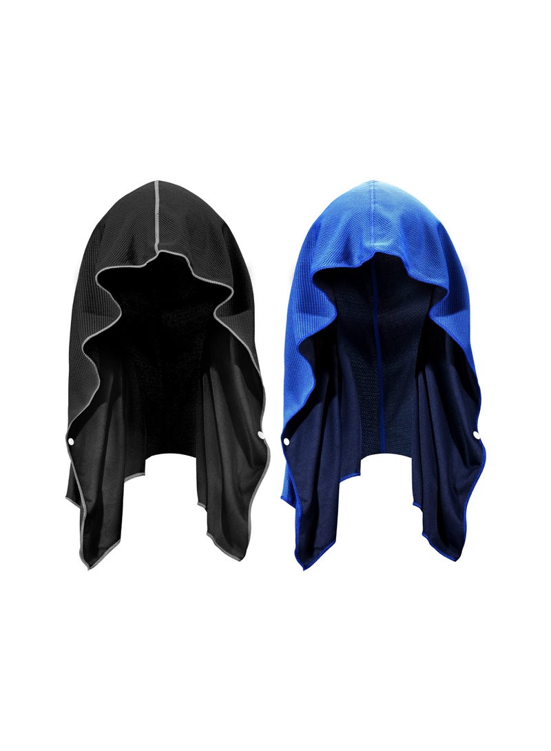 Cooling Hoodie Towels For Hot Weather UPF 50+ Head & Neck Sun Protection Instant Cool Sweat Rag, Cold Towel For Gym Running Beach Theme Parks & More(25