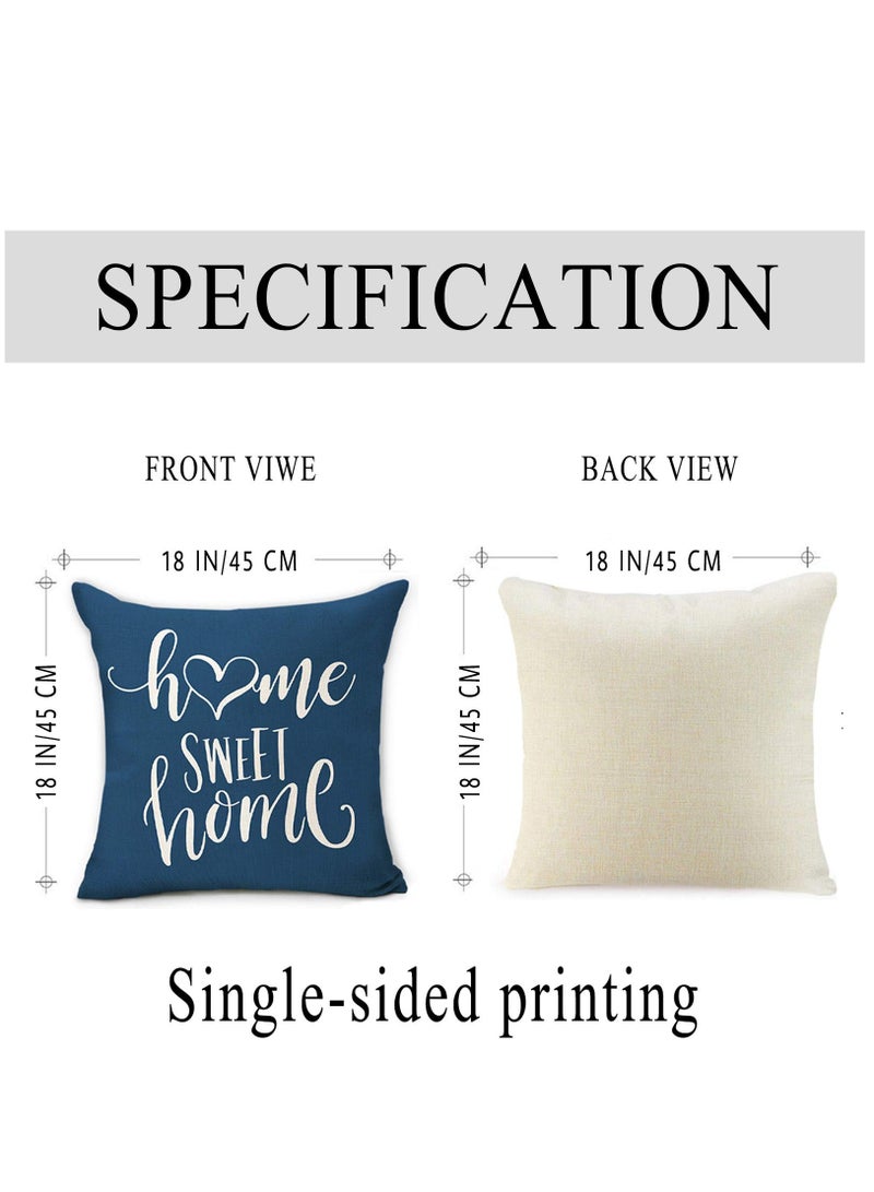 Light Blue Geometric Throw Pillow Covers 18x18 Set of 4 Decorative Couch Pillow Cover for Sofa Linen Cushion Case Outdoor Home Decoration