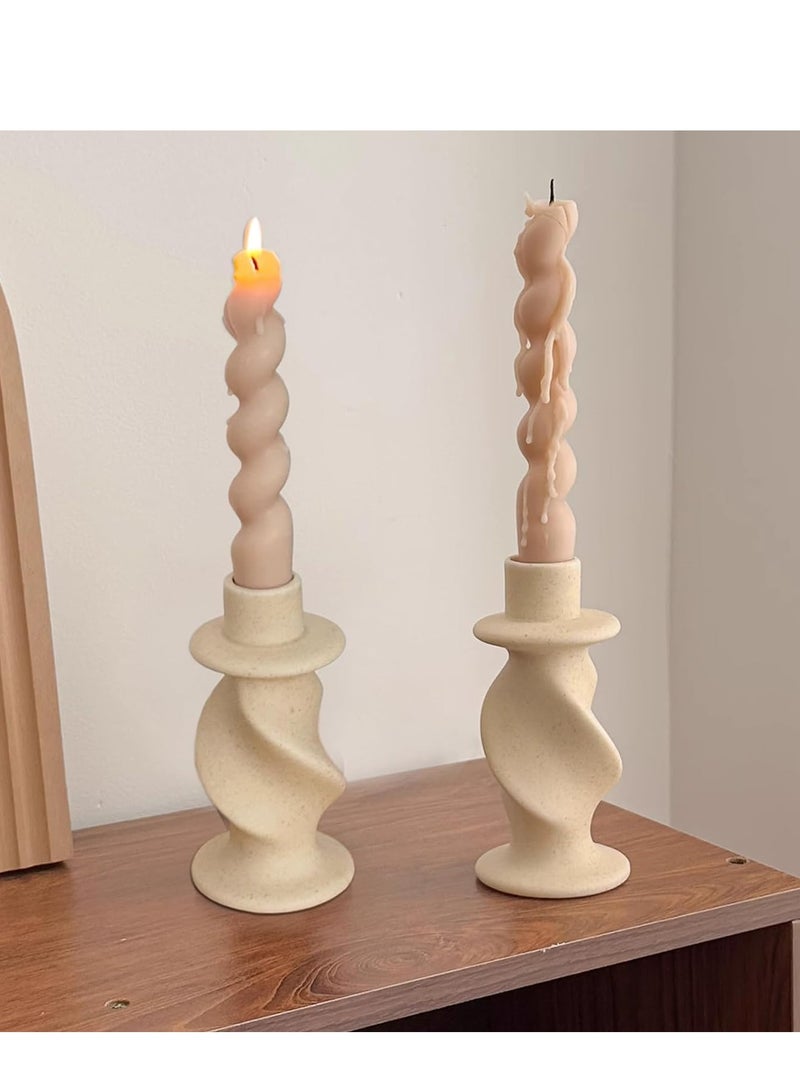 Taper Candle Holder Ceramic Candlestick Holders Decor Table Centerpiece Taper Candle Holders Desktop Decoration for Home Decor Wedding Dinning Party/Festival/Celebrations 2 Pieces