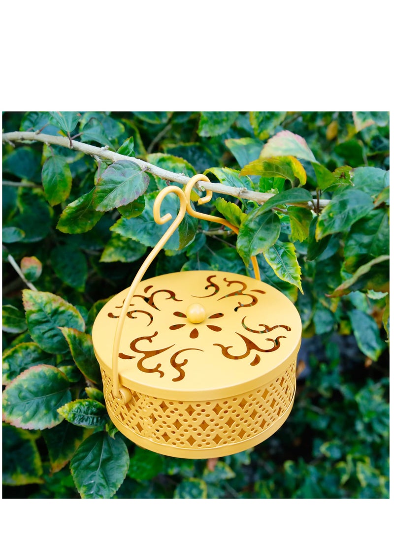 Mosquito Coil Holder, Retro Portable Mosquito Incense Burner for Home and Camping (Yellow)