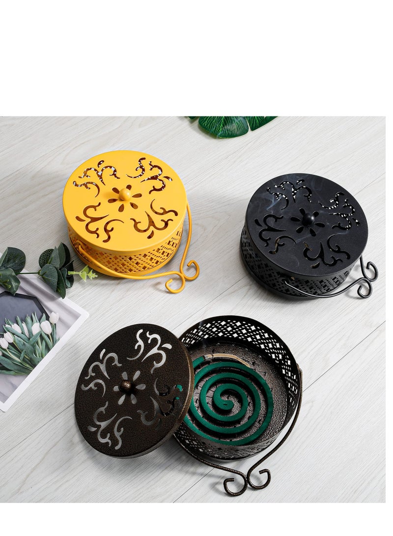 Mosquito Coil Holder, Retro Portable Mosquito Incense Burner for Home and Camping (Yellow)