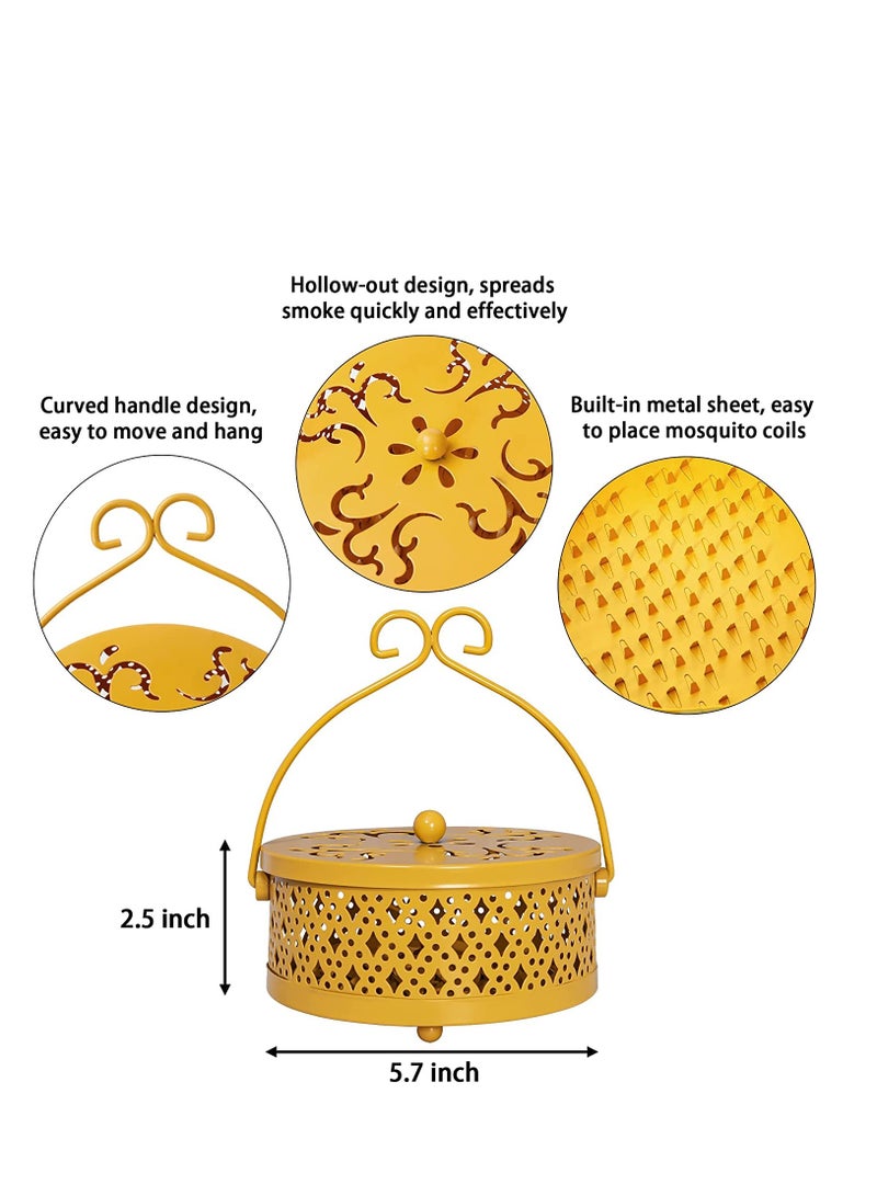 Mosquito Coil Holder, Retro Portable Mosquito Incense Burner for Home and Camping (Yellow)