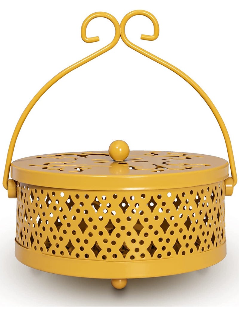 Mosquito Coil Holder, Retro Portable Mosquito Incense Burner for Home and Camping (Yellow)