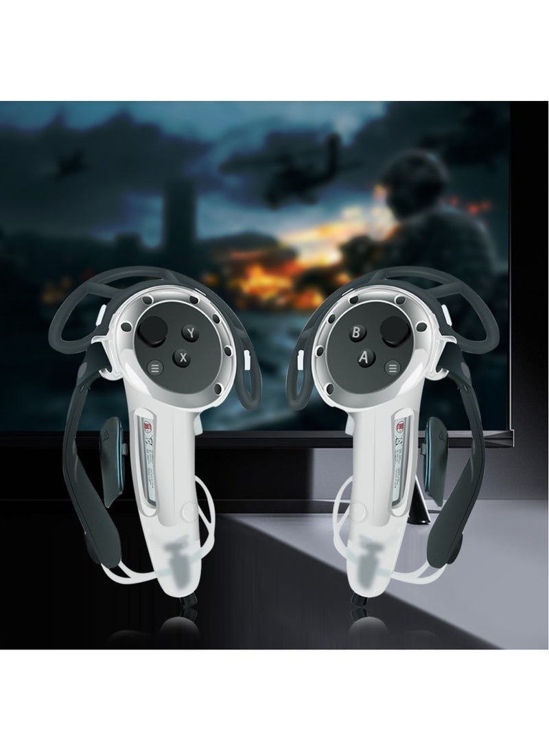 Meta Quest 3 VR Accessory: Extended Handle Controller Grip Cover - Anti-Collision Extension Protector with Adjustable Straps, Easy Battery Replacement - Compatible with Oculus Quest 3 (White)