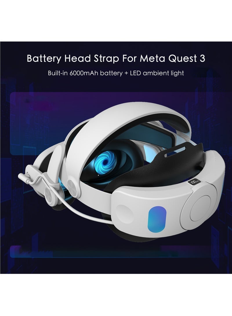 MT3 pro-VR head strap Battery Strap Accessories, Head Strap with Battery 6000mAh For Meta Quest 3 VR Headset Elite Strap Replacement Adjustable Enhanced Support Improves Comfort