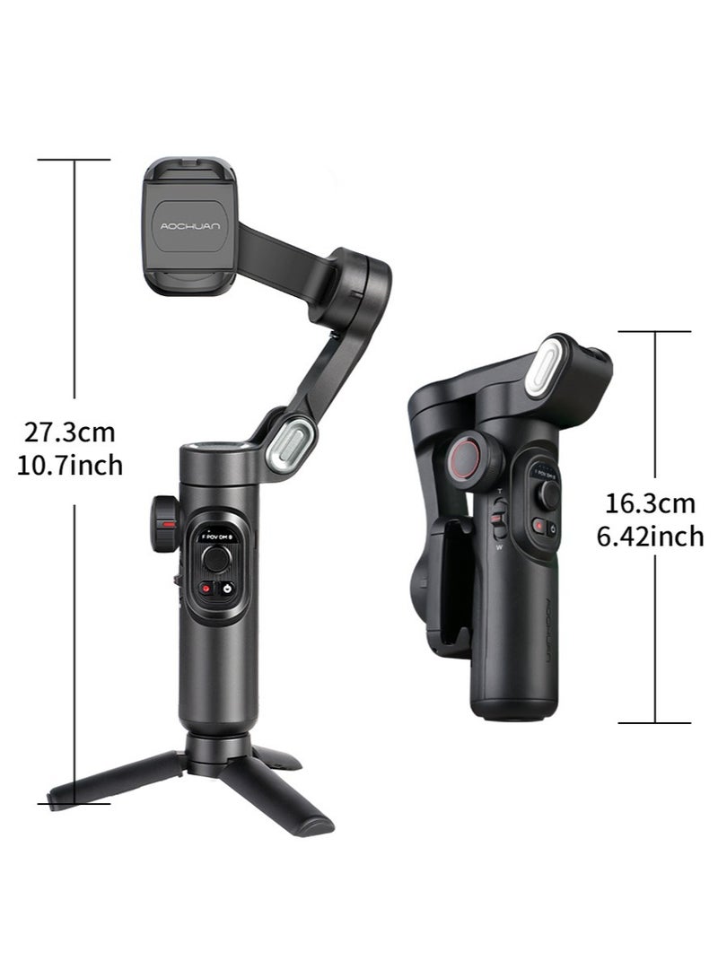AOCHUAN XE Phone Gimbal Stabilizer 3-Axis Smartphone Foldable Gimbal for iPhone Gimble with Focus Wheel TikTok YouTube Vlog Stabilizer for iPhone 15 14 13 12 Pro Max & Android - Smart XE