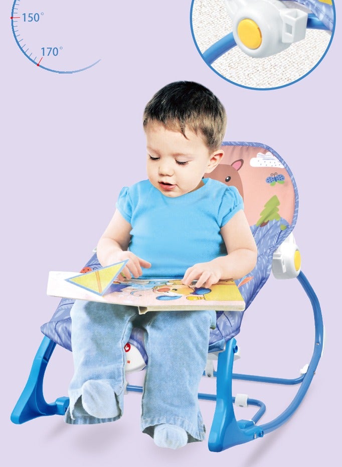 Foldable baby rocking chair with music vibration and hanging toys with baby helper