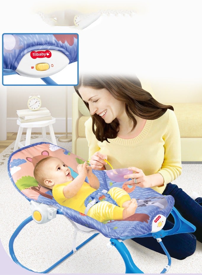 Foldable baby rocking chair with music vibration and hanging toys with baby helper