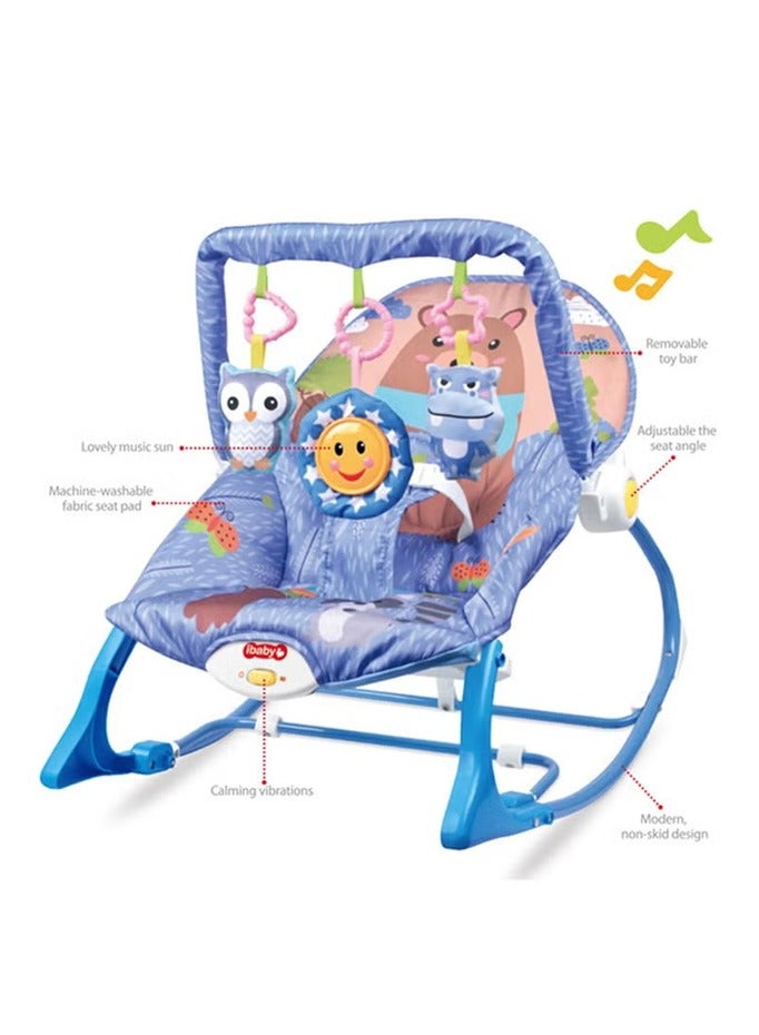 Foldable baby rocking chair with music vibration and hanging toys with baby helper