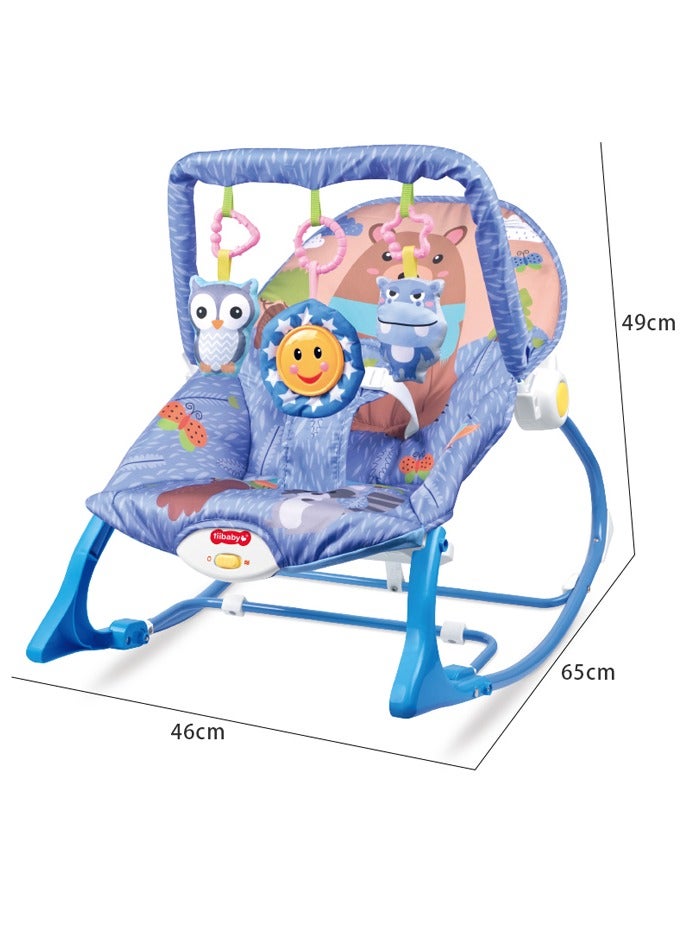 Foldable baby rocking chair with music vibration and hanging toys with baby helper