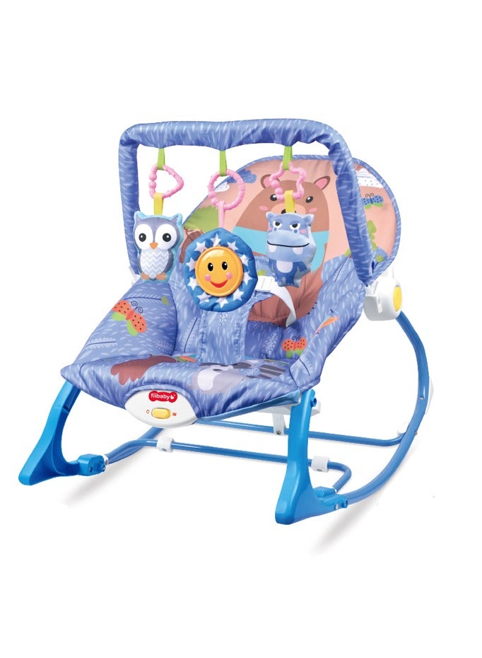 Foldable baby rocking chair with music vibration and hanging toys with baby helper