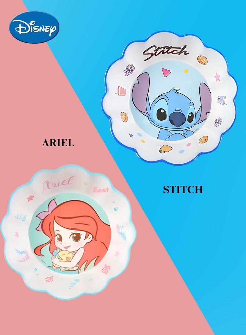 4pcs Melamine Bowl with Assorted Disney Character Stitch, Ariel, Mc Queen, Mickey Mouse Tableware Fruits, Cereals, Snacks Soup, Rice Durable Bowl for Kids & Toddler Age 2+