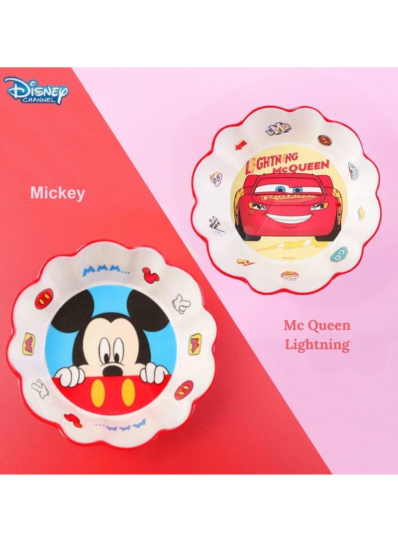 4pcs Melamine Bowl with Assorted Disney Character Stitch, Ariel, Mc Queen, Mickey Mouse Tableware Fruits, Cereals, Snacks Soup, Rice Durable Bowl for Kids & Toddler Age 2+