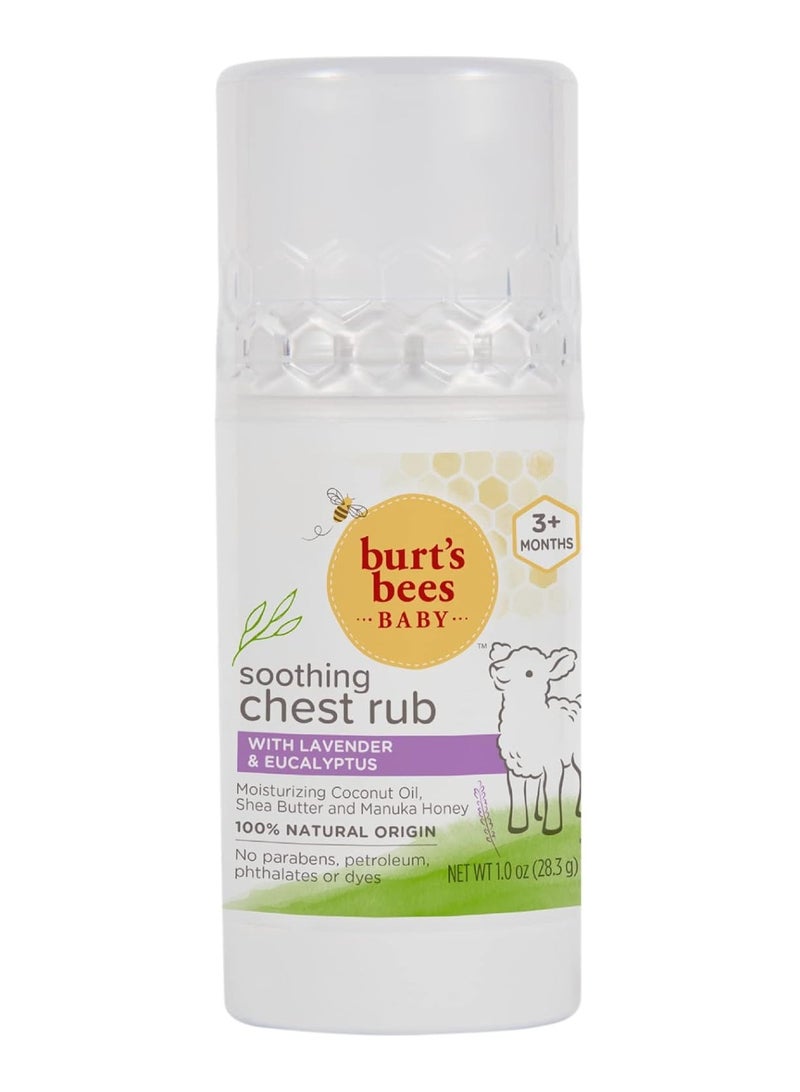 Burt's Bees Baby Chest Rub Stick, Coconut Oil, Shea Butter and Manuka Honey Lavender & Eucalyptus, White