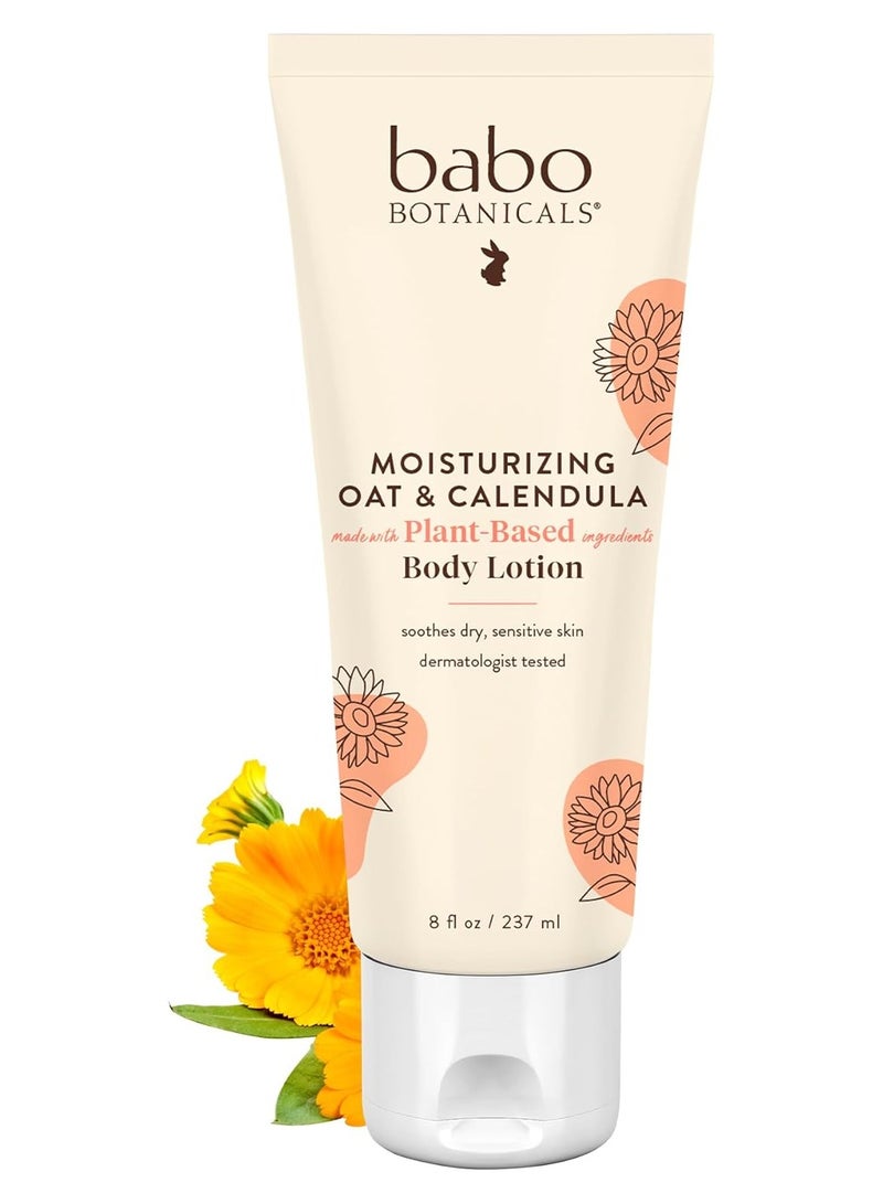 Babo Botanicals Moisturizing Oat & Calendula Body Lotion - For Dry or Sensitive Skin For all ages Vegan Lightly Scented