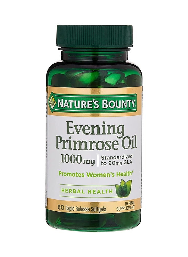 Evening Primrose 1000mg - Standardized to 90mg GLA - Promotes Women's Health - 60 Rapid Release Softgels