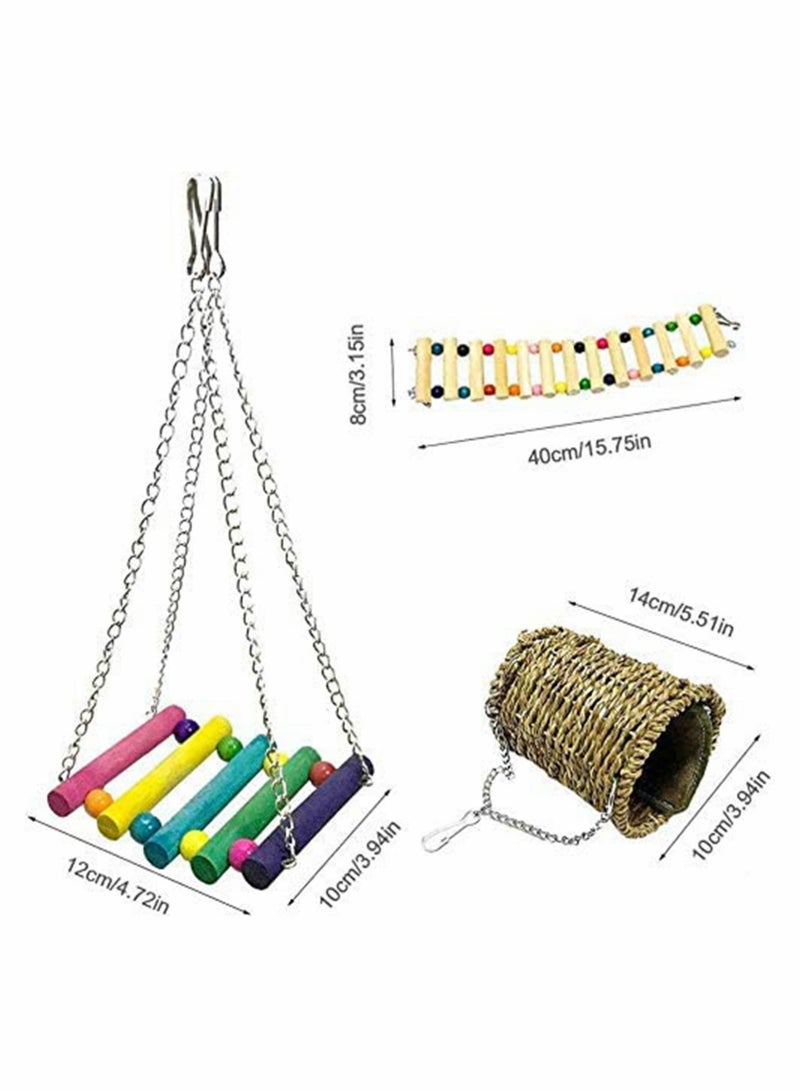 Pet Hammock Hamster Hanging Toy 3 Piece Set House Hanging Bed Cage Toys for Small Animal