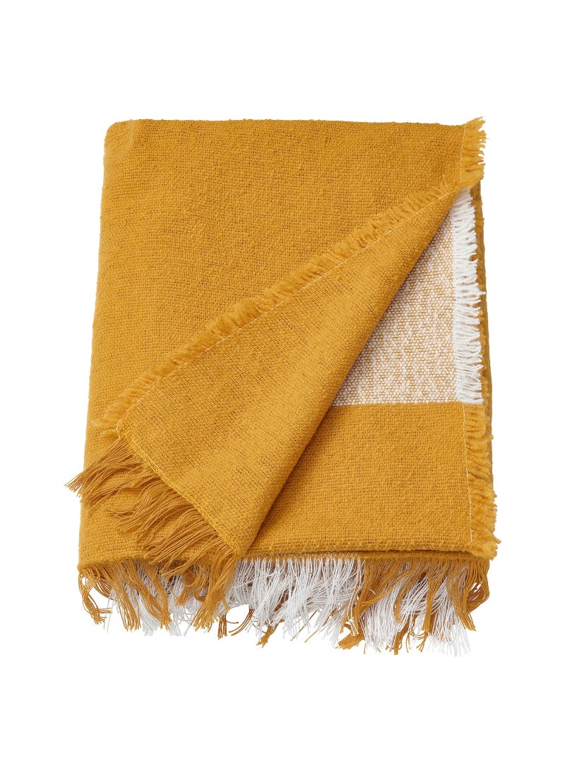 Dark Yellow/Off White Throw Warmth and Elegance for Any Space 130x170 cm