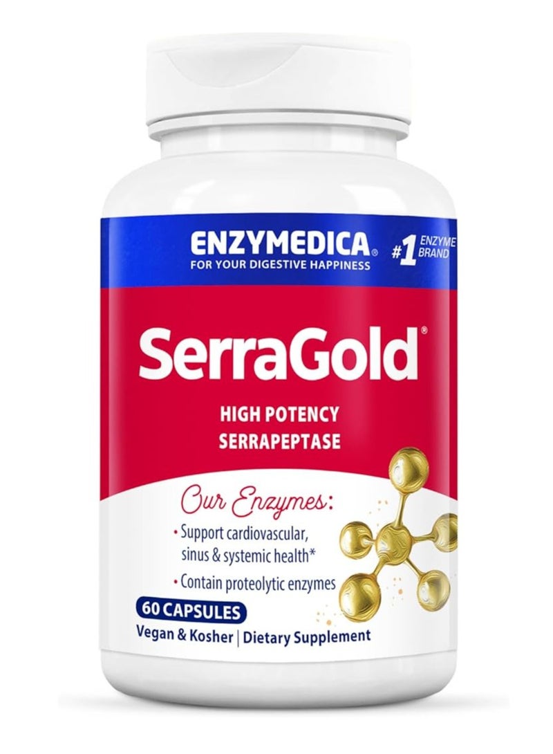 Serragold High Potency Serrapeptase Support Cardiovascular Sinus and Systematic Health 60 Capsule