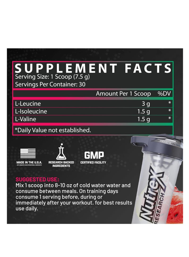 Nutrex Research - BCAA 6000 Powder, 6 Grams BCAAs, Amino Acid Supplement for Post Workout Recovery & Muscle Growth, Watermelon Flavor, 30 Servings