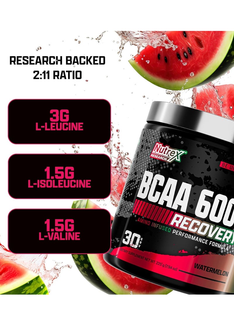 Nutrex Research - BCAA 6000 Powder, 6 Grams BCAAs, Amino Acid Supplement for Post Workout Recovery & Muscle Growth, Watermelon Flavor, 30 Servings