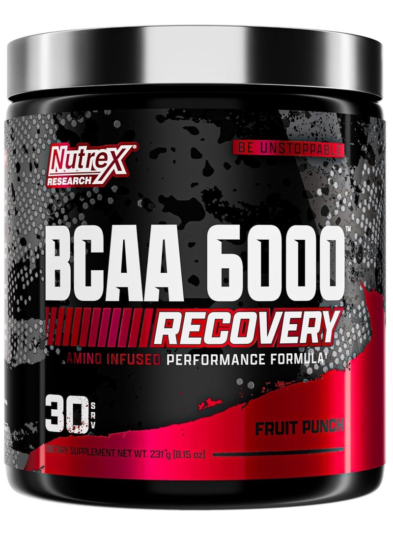 Nutrex Research - BCAA 6000 Powder, 6 Grams BCAAs, Amino Acid Supplement for Post Workout Recovery & Muscle Growth, Fruit Punch Flavor, 30 Servings