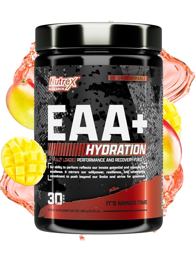 Nutrex Research - EAA+ Hydration Powder, Muscle Recovery & Endurance, 8G Essential Amino Acids + Electrolytes, It's Mango Time Flavor, 30 Servings