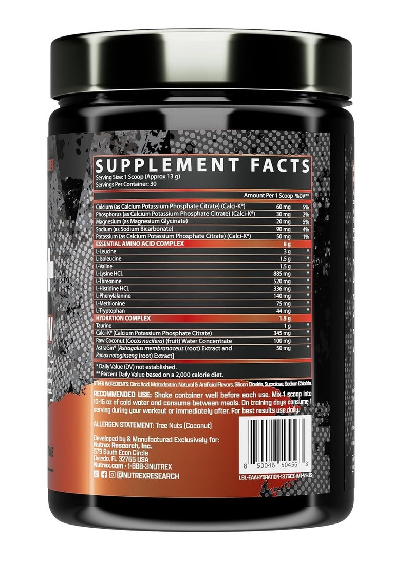 Nutrex Research - EAA+ Hydration Powder, Muscle Recovery & Endurance, 8G Essential Amino Acids + Electrolytes, It's Mango Time Flavor, 30 Servings