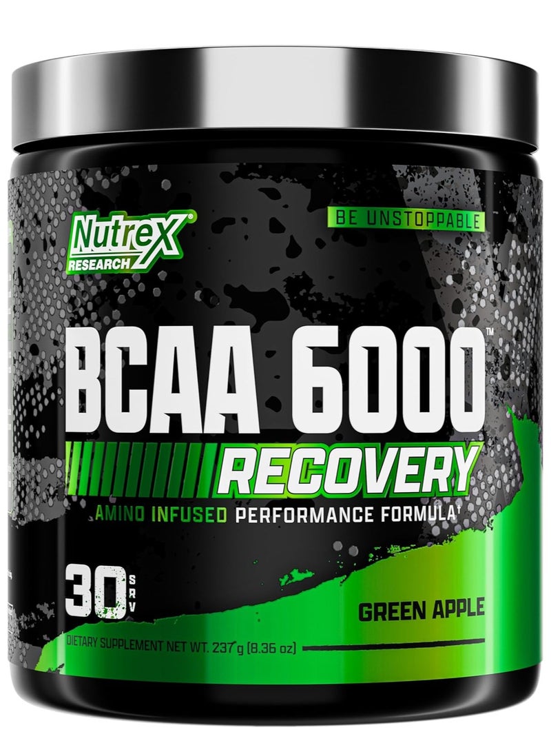 Nutrex Research - BCAA 6000 Powder, 6 Grams BCAAs, Amino Acid Supplement for Post Workout Recovery & Muscle Growth, Green Apple Flavor, 30 Servings