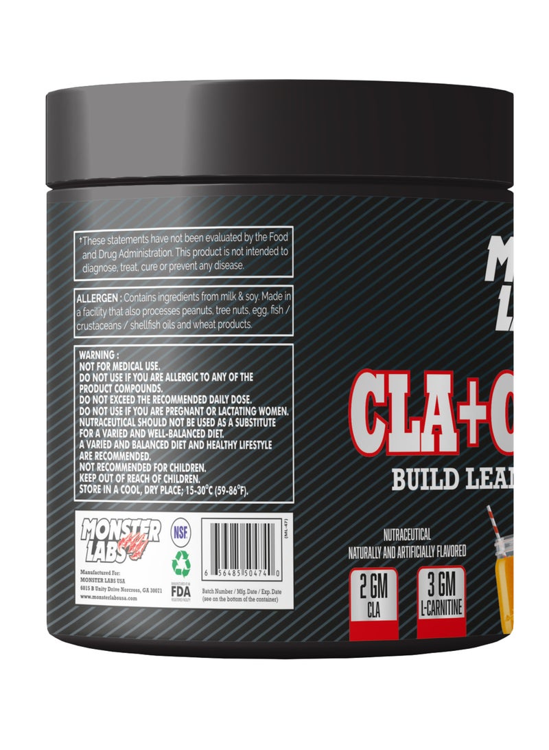 Monster Labs CLA+Carnitine 180g 30 Servings - Fat-Burning & Weight Loss Supplement, Strawberry Mango