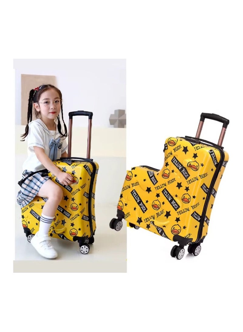 Children Trolley Case, Kid Riding Luggage ABS Material 360 Degree Silent Travel Suitcase