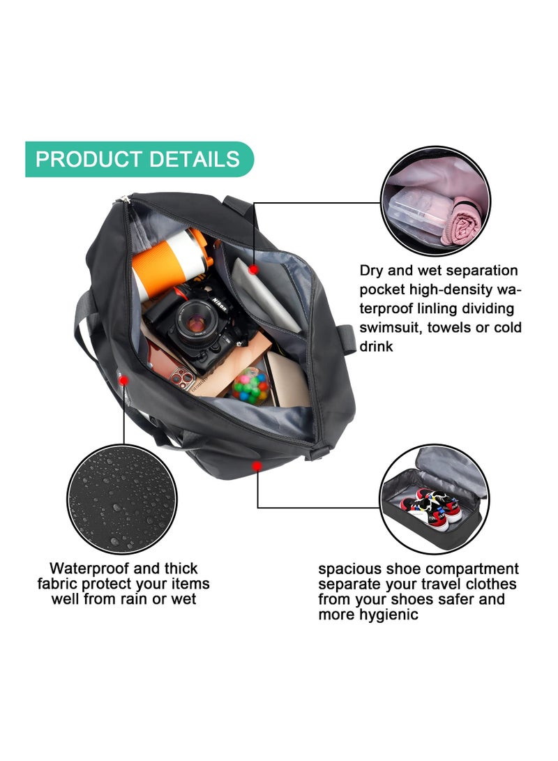 Versatile Waterproof Travel Duffel Bag with Dry Wet Separation Ideal for Gym Sports Shopping and Weekend Getaways for Men and Women