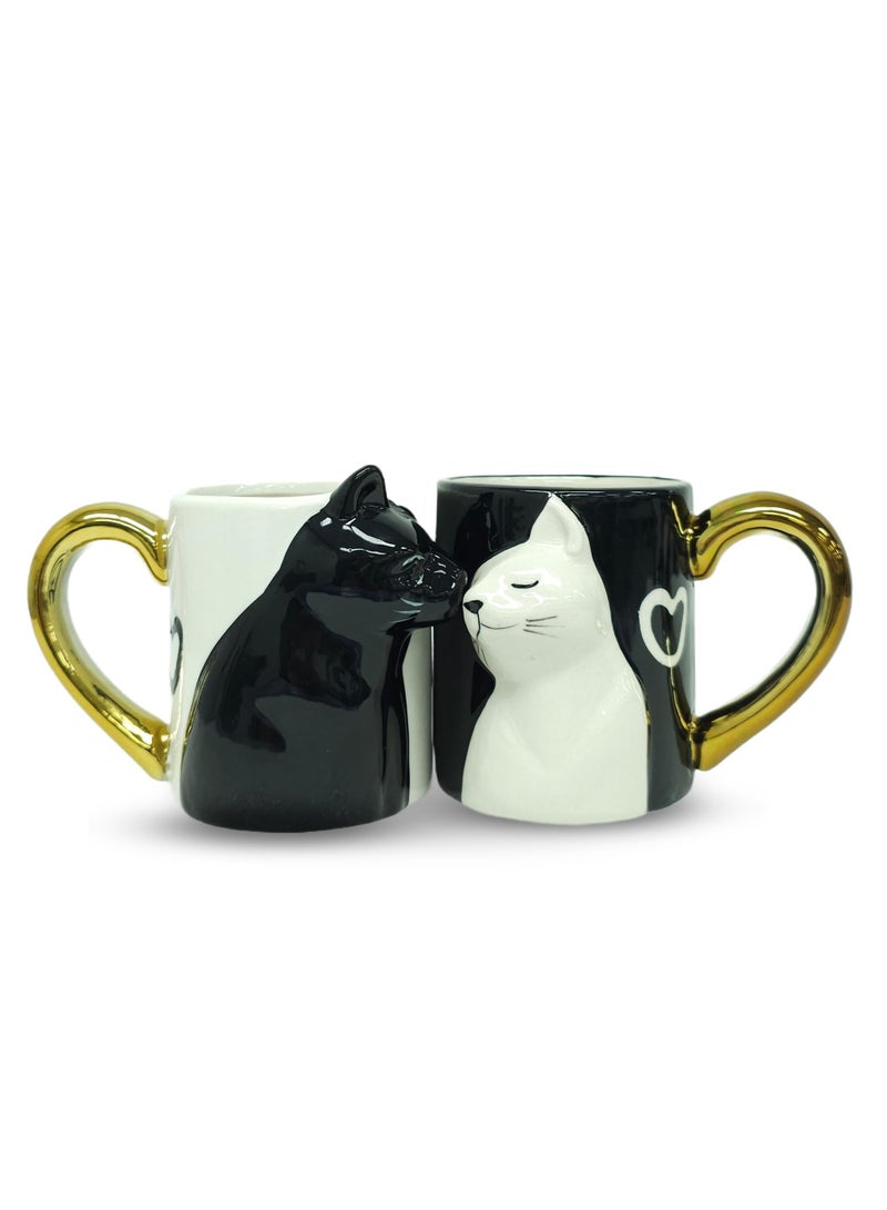Couple Gifts Cat Coffee Mug Set, Ceramic Tea Cups For Bride And Groom, Matching Gift For 2023 Anniversary, Wedding Gifts, Engagement For Lovers, Girlfriend, Wife, Cat Lovers 14oz