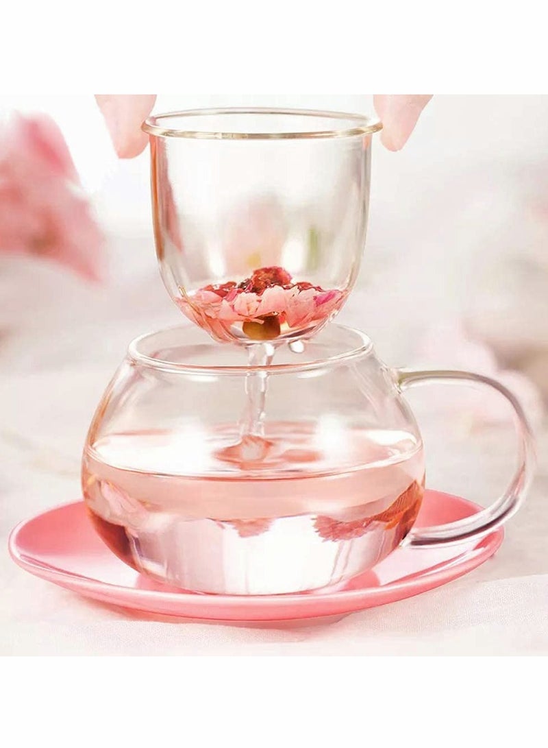 Tea Mug with Strainer Filter Infuser Mushroom Design Heat Resistant Gifts For Women and Men 290ML 9.6oz  Pink