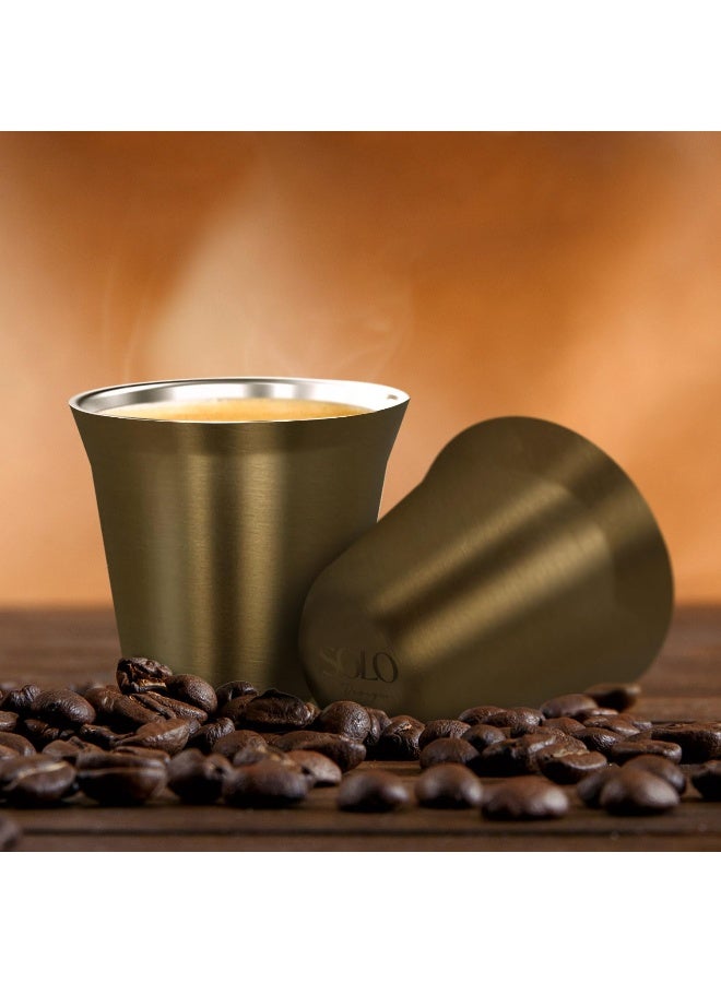 Premium Stainless Steel Espresso Cup Demitasse Cups - Set Of 2 Heat Resistant Espresso Cups For A Perfect Sip Elegant And Durable Espresso Shot Cups Gold 160Ml