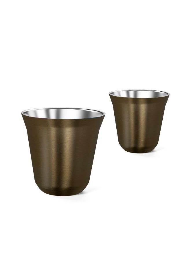 Premium Stainless Steel Espresso Cup Demitasse Cups - Set Of 2 Heat Resistant Espresso Cups For A Perfect Sip Elegant And Durable Espresso Shot Cups Gold 160Ml