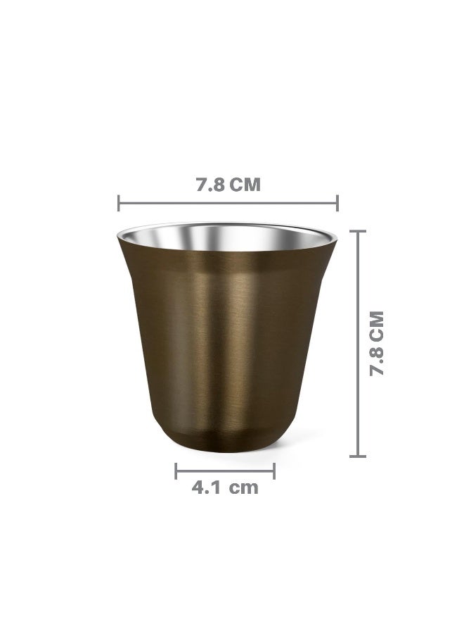 Premium Stainless Steel Espresso Cup Demitasse Cups - Set Of 2 Heat Resistant Espresso Cups For A Perfect Sip Elegant And Durable Espresso Shot Cups Gold 160Ml