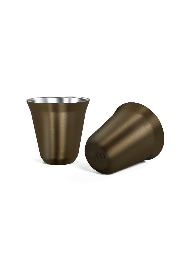 Premium Stainless Steel Espresso Cup Demitasse Cups - Set Of 2 Heat Resistant Espresso Cups For A Perfect Sip Elegant And Durable Espresso Shot Cups Gold 160Ml